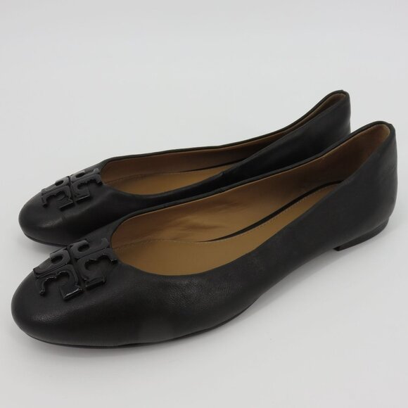 Tory Burch Lowell 2 Women 8 M Black Leather Ballet Flat Slip On Shoes 57778 Logo - Picture 15 of 16